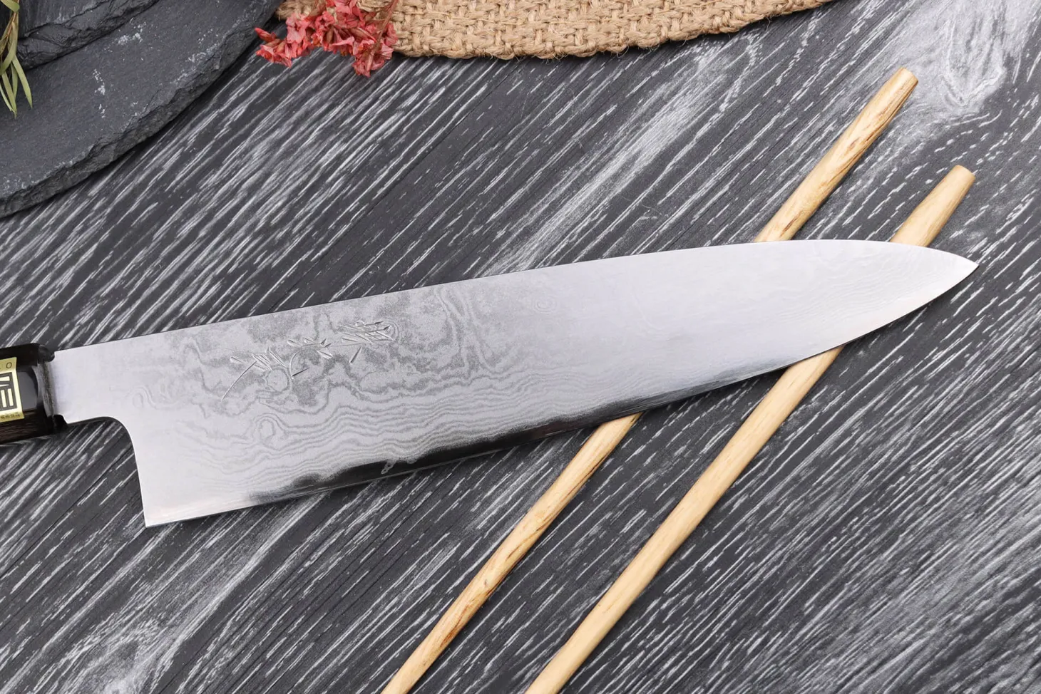 Couteau de chef japonais artisanal haut de gamme Yoshikazu Ikeda damas Blue Steel 1 21cm
