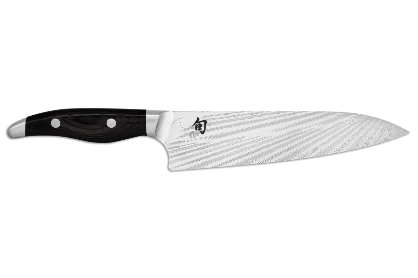 Couteau de chef japonais KAI Shun Nagare Black lame damas 72 couches Dual Core 20cm manche bombé