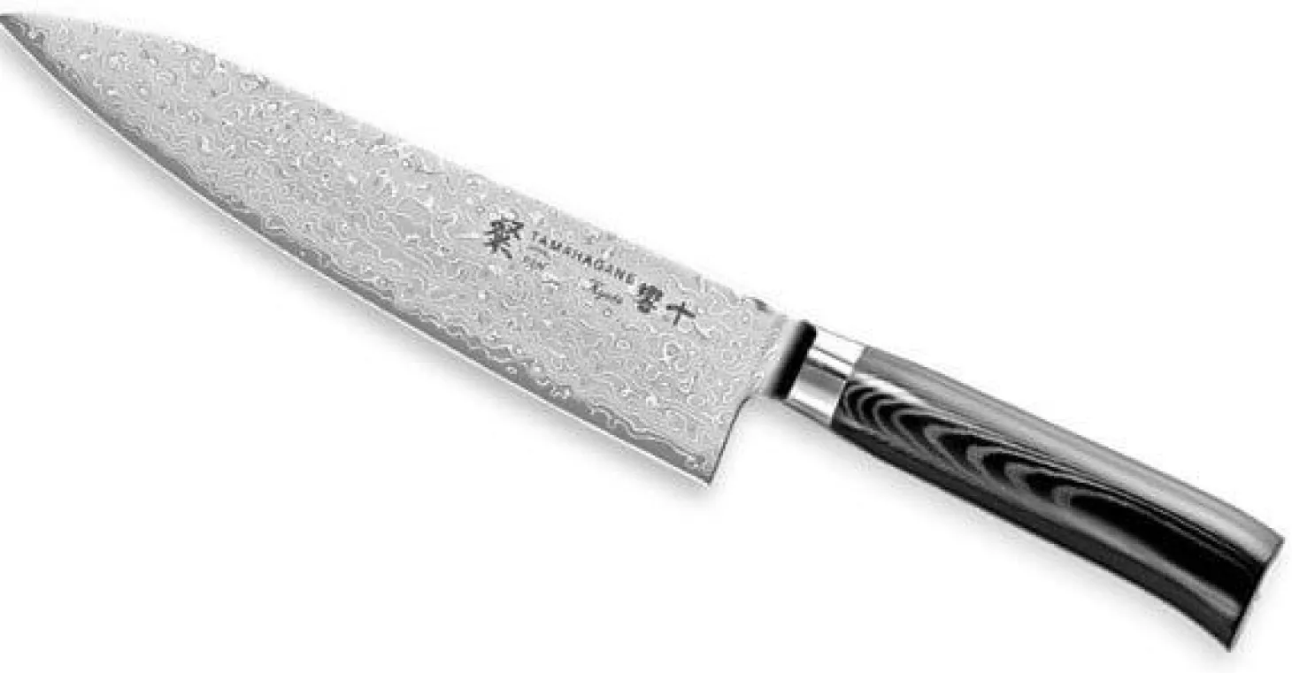 Couteau de chef japonais Tamahagane Kyoto lame 24cm acier damas VG5
