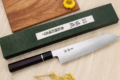 Couteau de chef kiritsuke 24cm japonais artisanal Sukenari SG2 San Maï manche en bois de rose