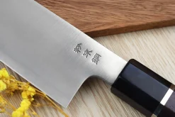 Couteau de chef kiritsuke 24cm japonais artisanal Sukenari SG2 San Maï manche en bois de rose