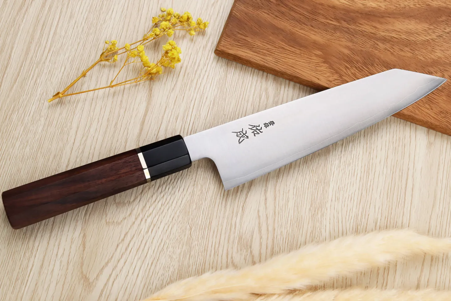 Couteau de chef kiritsuke 21cm japonais artisanal Sukenari SG2 San Maï manche en bois de rose