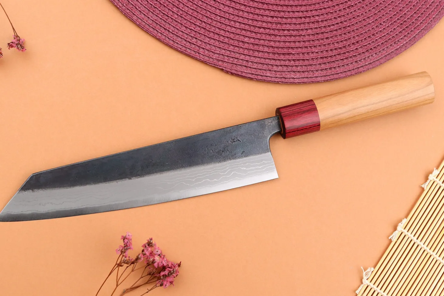 Couteau de chef kiritsuke japonais artisanal Wusaki Yuzo BS2 damas 21cm