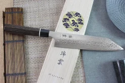 Couteau de chef Kiritsuke japonais Kanetsugu Zuiun acier SPG2 damas 21cm