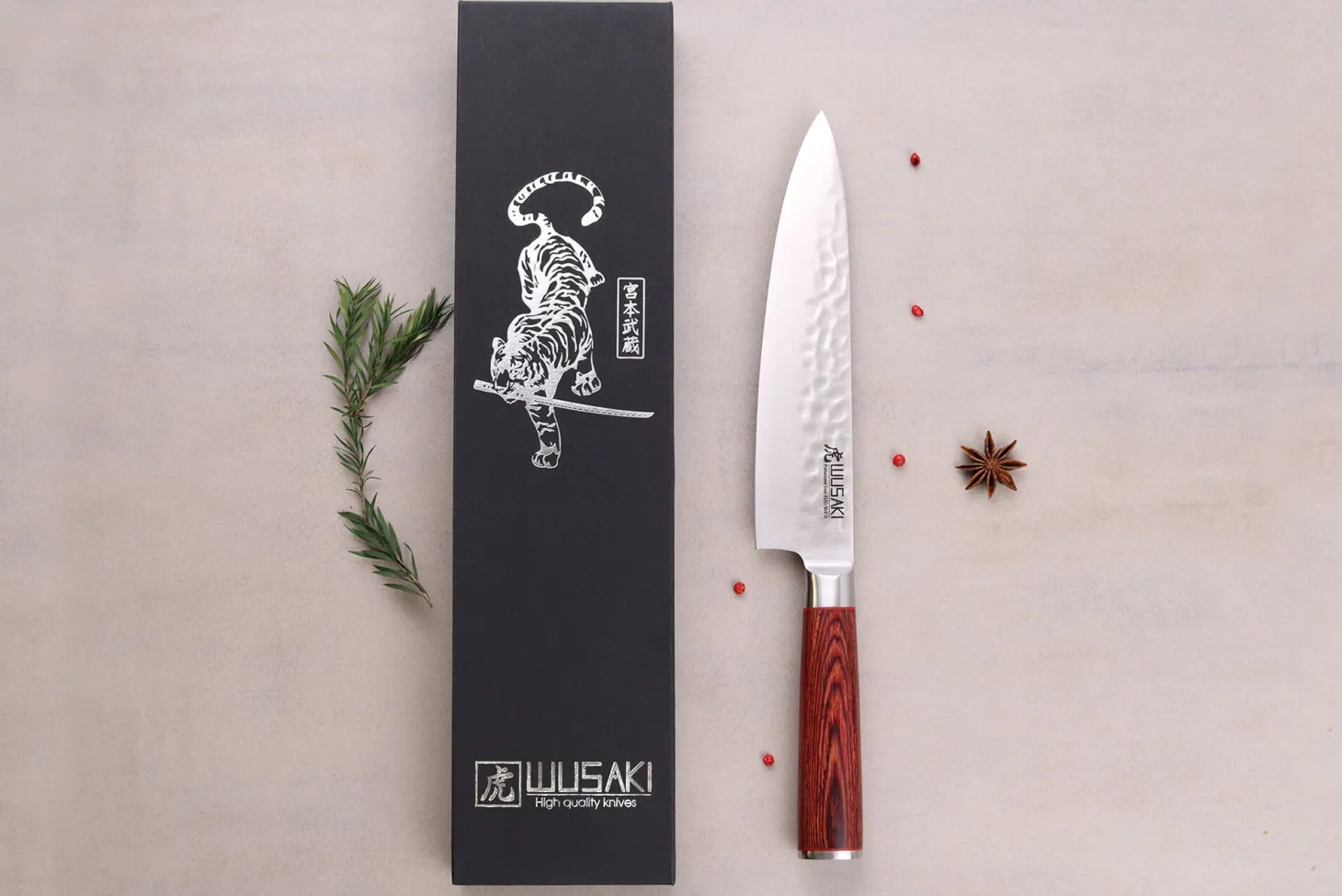 Couteau de chef Wusaki Pakka X50 20cm manche pakkawood