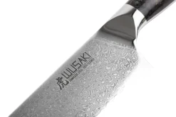 Couteau de chef Wusaki Sakin Damas 10Cr 20cm manche en fibre de carbone et feuille d'or