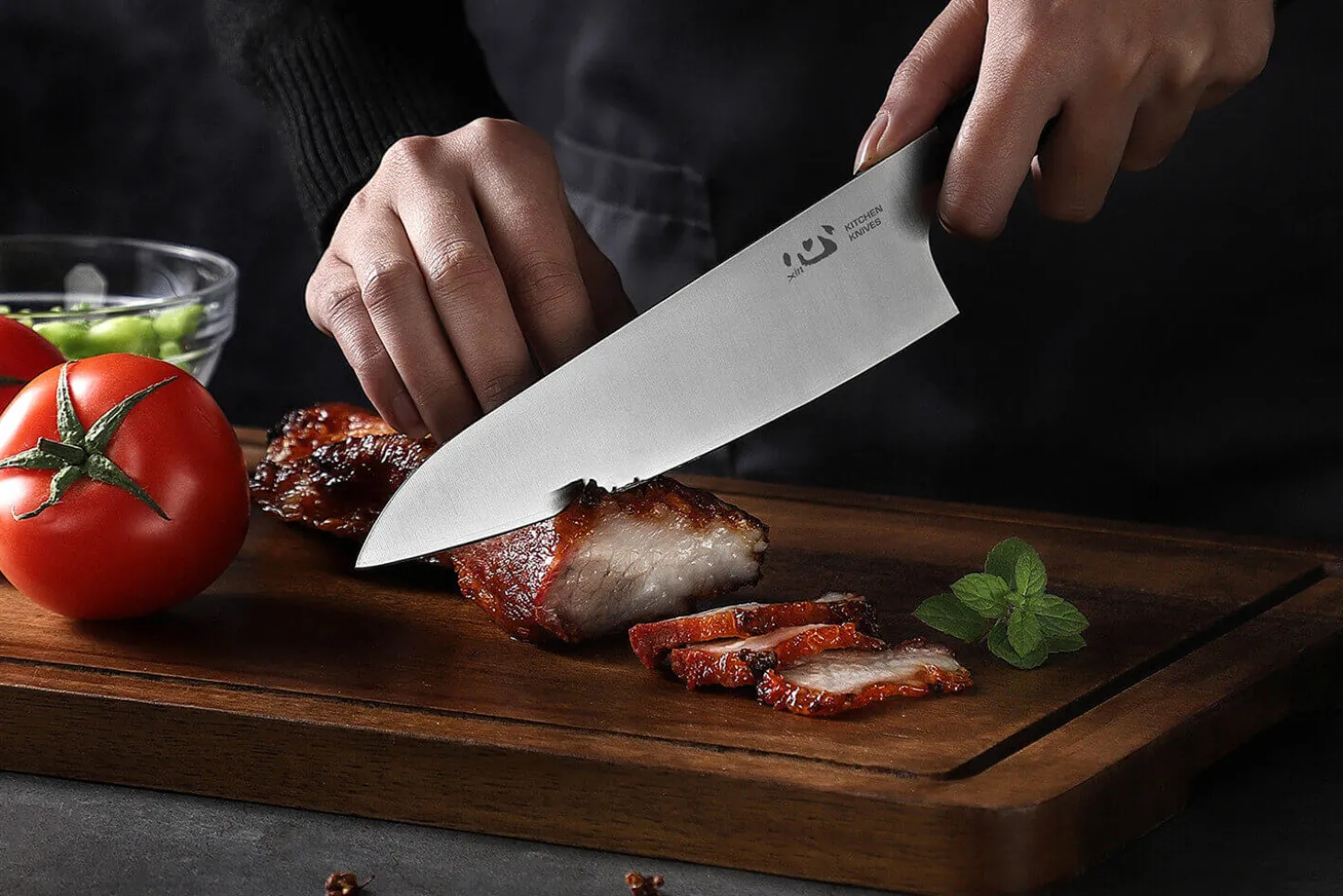 Couteau de chef Xin XinCare acier inoxydable 18cm manche rouge