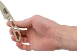 Couteau de cou Esee Candiru CAN-DT-E lame acier carbone 5,1cm manche ajouré en acier désert + étui