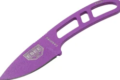 Couteau de cou Esee Candiru CAN-PURP-E lame acier carbone 5,1cm manche ajouré acier violet + étui