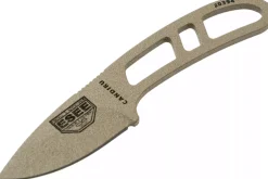 Couteau de cou Esee Candiru Dark Earth CAN-DE lame acier carbone 5,1cm manche ajouré en acier + étui