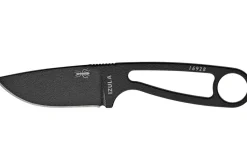 Couteau de cou Esee Izula IZULA-B lame acier carbone 6,2cm manche ajouré acier noir + étui