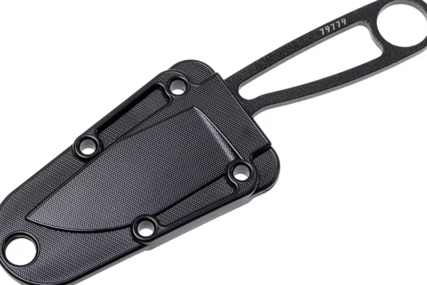 Couteau de cou Esee Izula IZULA-B lame acier carbone 6,2cm manche ajouré acier noir + étui