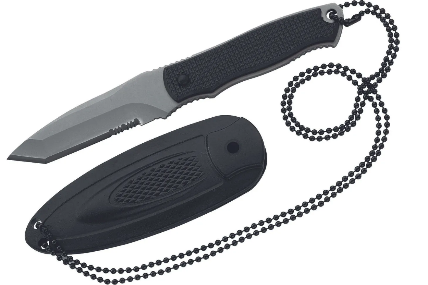 Couteau de cou Herbertz 103407 lame tanto 7cm manche polymère noir + étui
