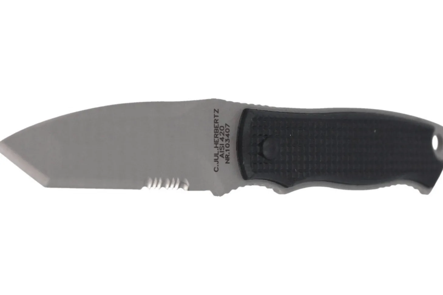 Couteau de cou Herbertz 103407 lame tanto 7cm manche polymère noir + étui