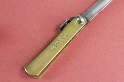 Couteau de poche Higonokami Kanetsune 4cm acier SK-5 manche laiton