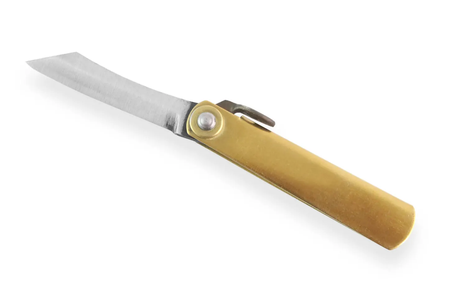 Couteau de poche Higonokami Kanetsune 4cm acier SK-5 manche laiton