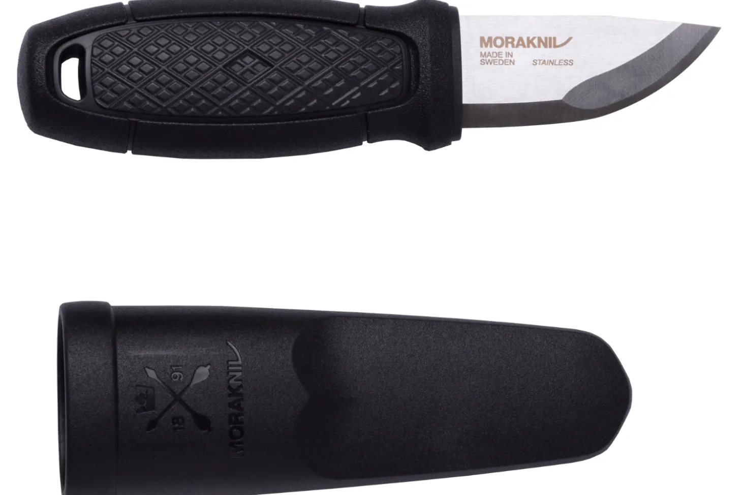 Couteau de poche Mora Eldris 12647 lame inox 5,9cm et manche en caoutchouc noir + étui