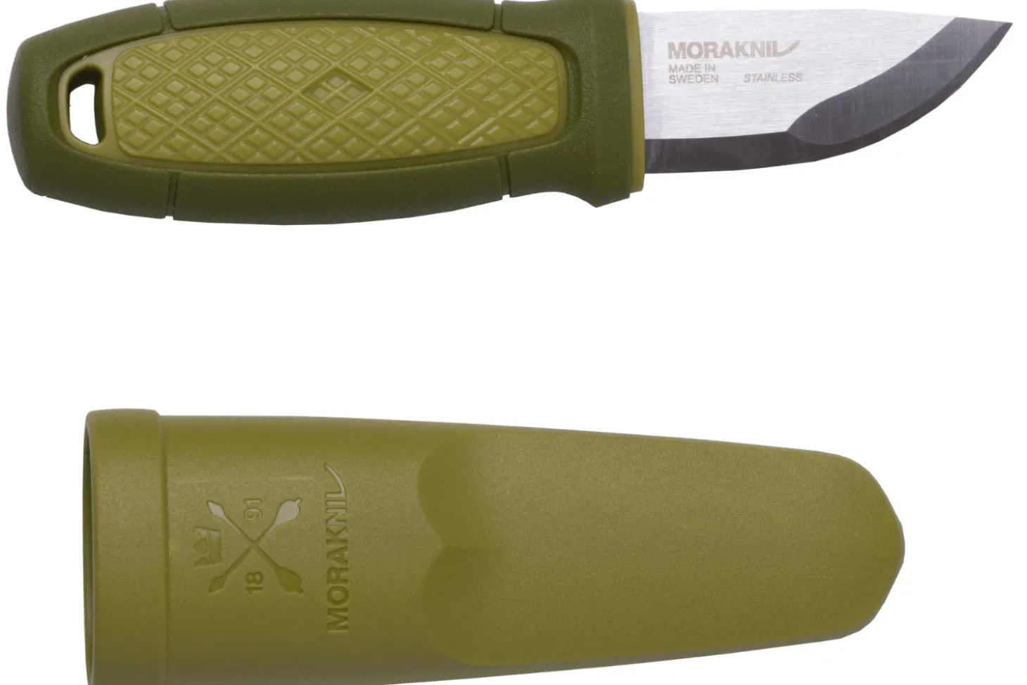 Couteau de poche Mora Eldris 12651 lame inox 5,9cm manche caoutchouc vert + étui