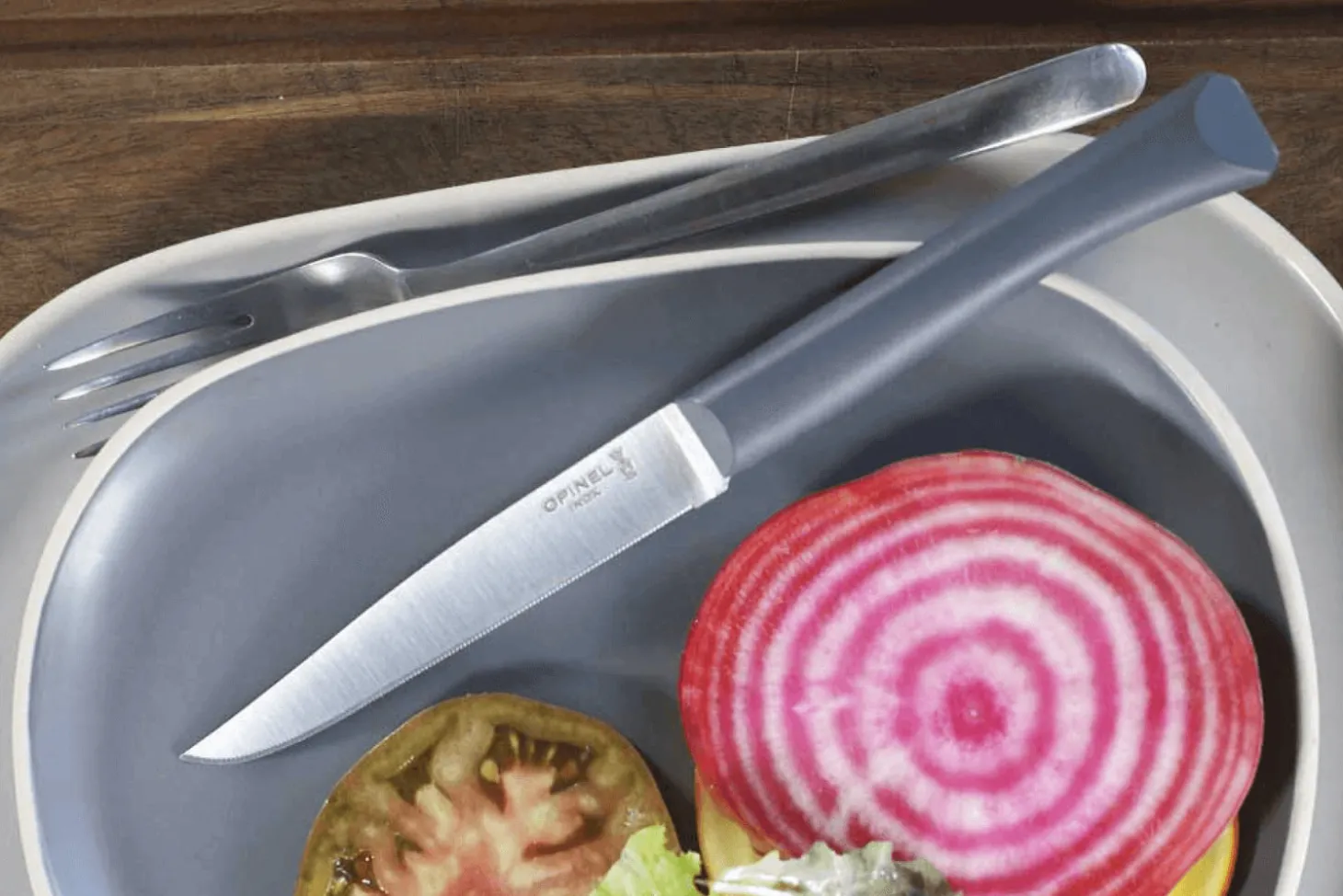 Couteau de table Opinel Bon Appétit + lame 11cm en inox manche en polymère anthracite
