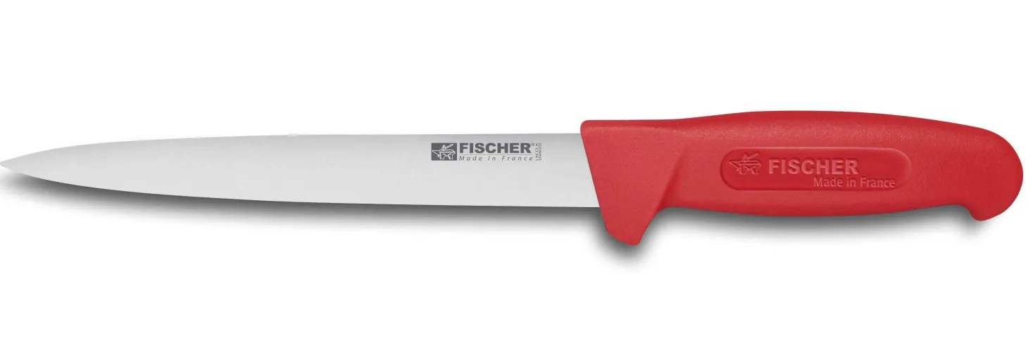 Couteau à dénerver flexible professionnel Fischer HACCP 20cm manche rouge