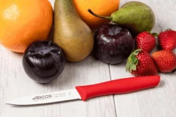 Couteau d'office Arcos Nova lame dentée en acier Nitrum manche rouge 10cm