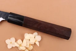 Couteau d'office 9,5cm japonais artisanal Nigara Hamono Black Tsuchime SG2 manche en noyer
