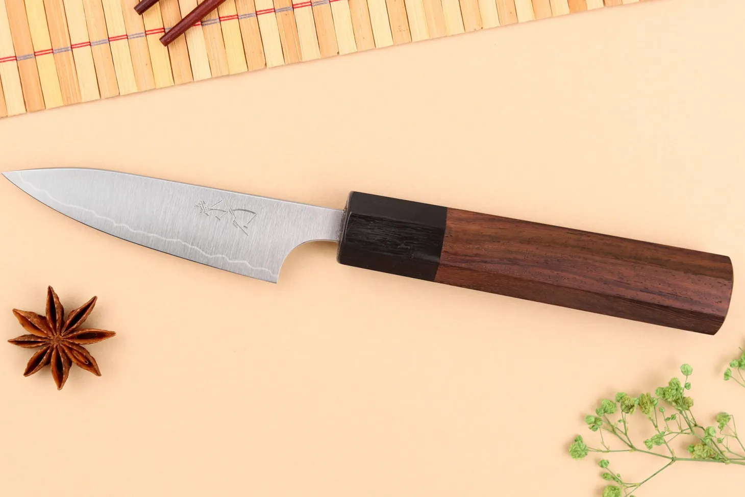 Couteau d'office japonais artisanal Shibata Koutetsu AS 8cm