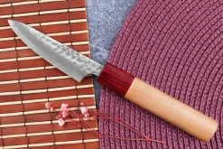 Couteau d'office japonais artisanal Tsunehisa Aogami Super martelé 8cm