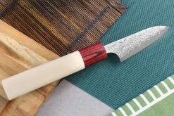 Couteau d'office japonais artisanal Masakage Kiri 7,5cm damas 49 couches