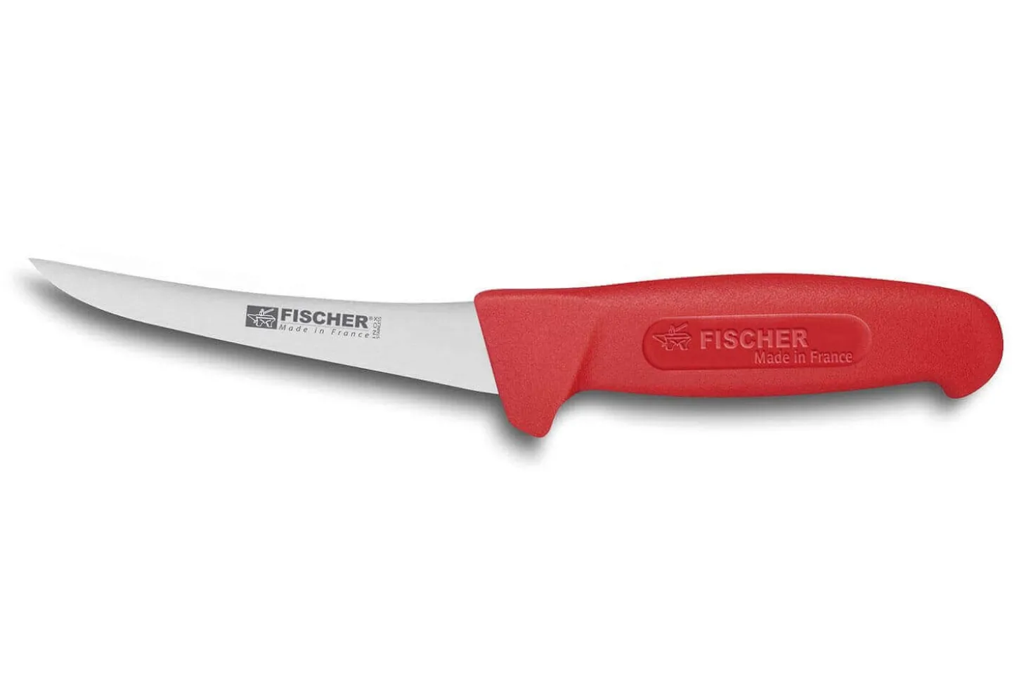Couteau à désosser professionnel Fischer HACCP lame courbée 13cm manche rouge