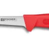 Couteau à désosser professionnel Fischer HACCP lame usée 14cm manche rouge