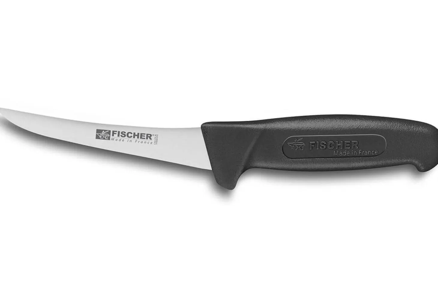 Couteau à désosser professionnel Fischer HACCP lame courbée semi-flexible 13cm manche noir