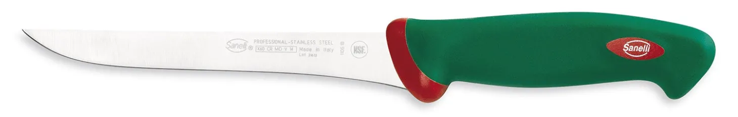 Couteau à désosser professionnel SANELLI Premana lame fine 18cm manche vert