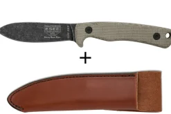 Couteau Esee Ashley Game ESEE-AGK lame acier carbone noir 9,1cm manche micarta gris + étui cuir