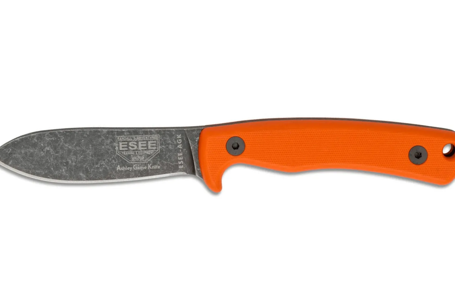Couteau Esee Ashley Game ESEE-AGK-OR lame acier carbone noir 9,1cm manche G10 orange + étui cuir