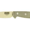 Couteau Esee 4 Desert 3SMDT lame semi-dentée en acier carbone 8,8cm manche micarta + étui zytel