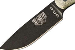 Couteau Esee 4 ESEE-4HM-B lame acier carbone noir 11,1cm manche micarta gris + étui cuir