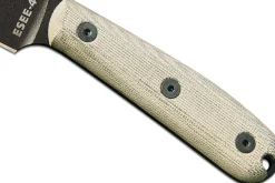 Couteau Esee 4 ESEE-4HM-B lame acier carbone noir 11,1cm manche micarta gris + étui cuir