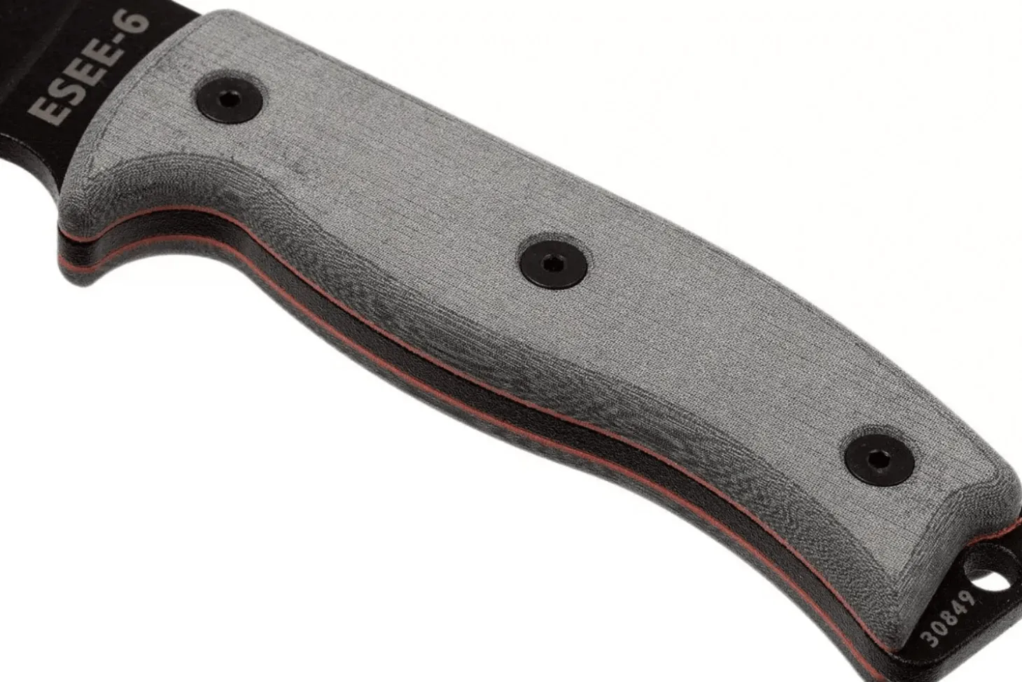 Couteau Esee 6 ESEE-6P-B lame acier carbone noir 16,5cm manche micarta gris + étui
