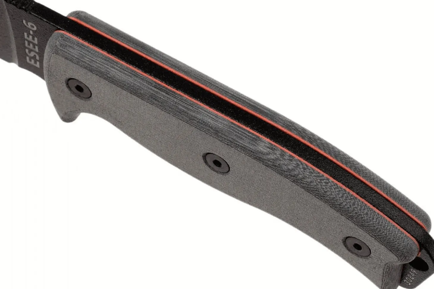 Couteau Esee 6 ESEE-6P-B lame acier carbone noir 16,5cm manche micarta gris + étui