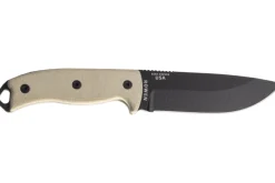 Couteau Esee 5 ESEE-5P-E lame acier carbone noir 13,7cm manche micarta gris + étui