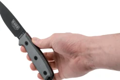 Couteau Esee 3 ESEE-3P-MB lame acier carbone noir 8,8cm manche micarta gris + étui marron