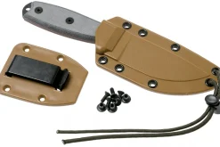 Couteau Esee 3 ESEE-3P-MB lame acier carbone noir 8,8cm manche micarta gris + étui marron