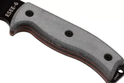 Couteau Esee 6 ESEE-6S-B lame semi-dentée acier carbone noir 16,5cm manche micarta gris + étui