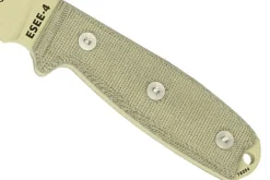 Couteau Esee 4 ESEE-4S-DT lame semi-dentée acier carbone désert 11,6cm manche micarta gris + étui