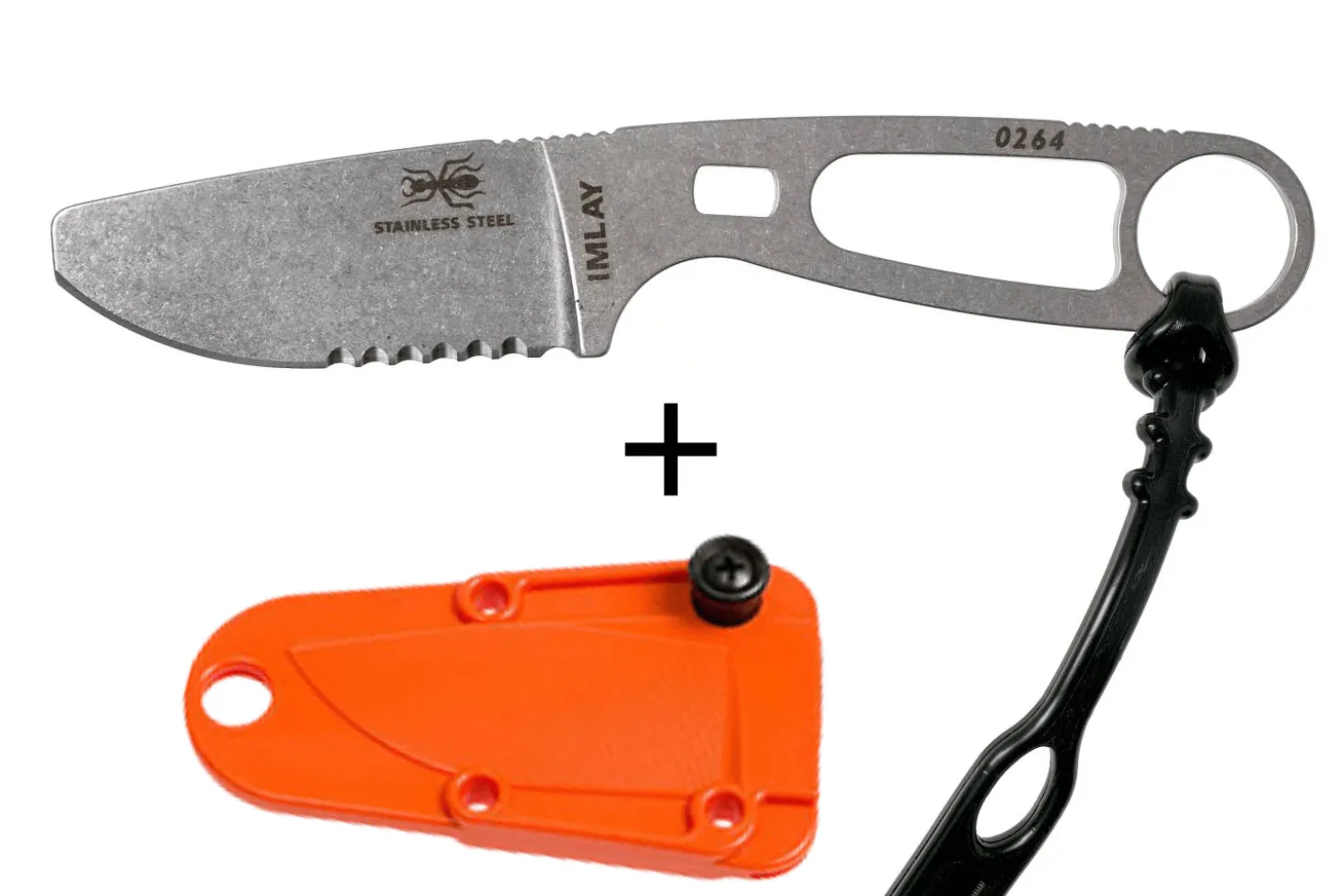 Couteau Esee Imlay ESEE-IMLAY-OR lame semi-dentée 6,2cm manche ajouré inox + étui orange