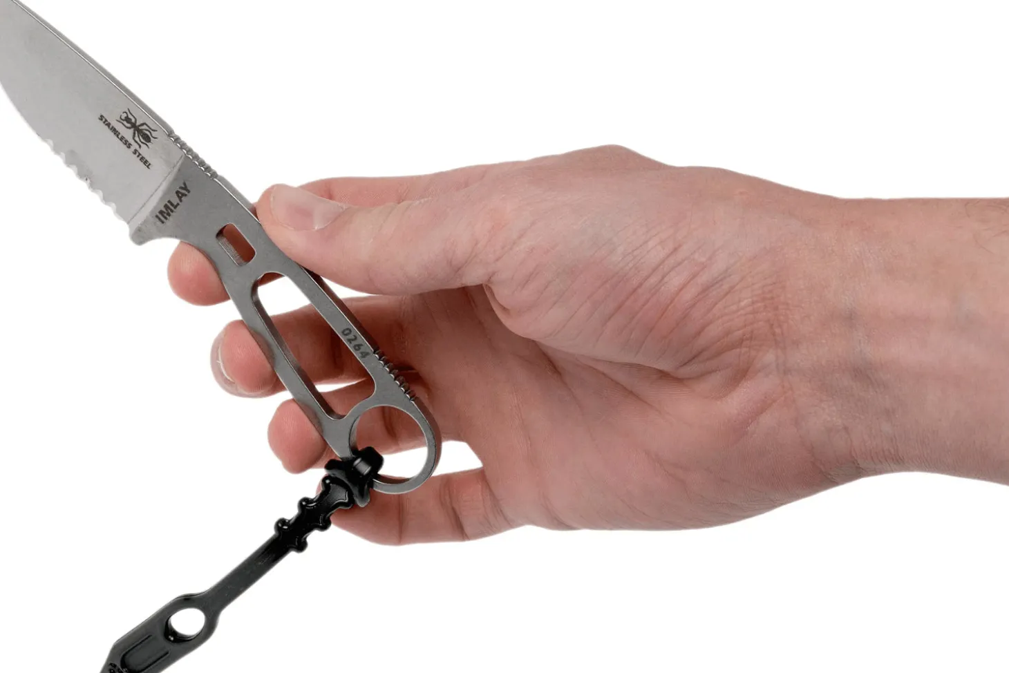 Couteau Esee Imlay ESEE-IMLAY-OR lame semi-dentée 6,2cm manche ajouré inox + étui orange