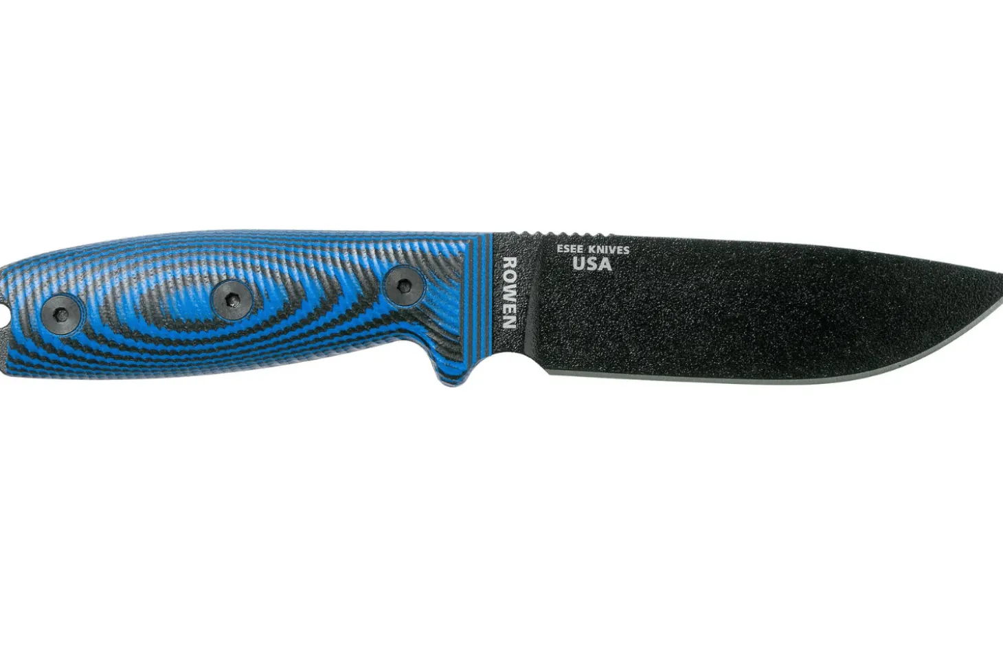 Couteau Esee 4 4PB-008 lame acier carbone 11,6cm manche G10 bleu et noir + étui