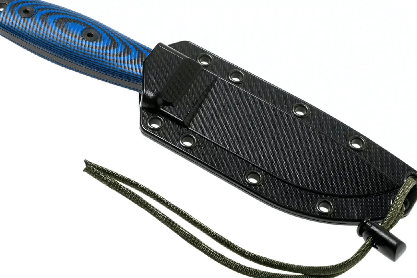 Couteau Esee 4 4PB-008 lame acier carbone 11,6cm manche G10 bleu et noir + étui