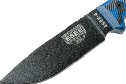 Couteau Esee 4 4PB-008 lame acier carbone 11,6cm manche G10 bleu et noir + étui